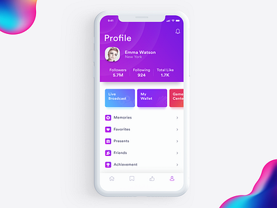 Profile App Screen Exploration accounts app apps event interface ios iphone mobile profile purple social