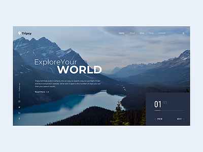 Tripsy website Header business header minimal slider travel trend typography website