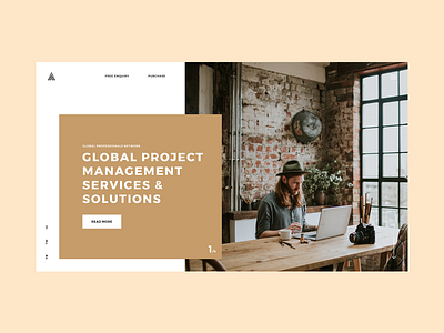 Website Header for Project Management company business header management minimal slider trend typography website