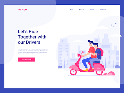 Fastgo landing page design bike clean colorful illustration landingpage minimal transport ui uidesign ux webdesign website