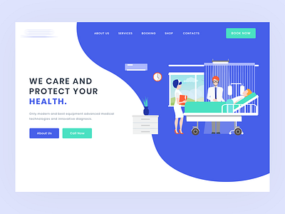 Landing page design for Hospital clean colorful hospital illustration landing medical page ui uidesign ux webdesign