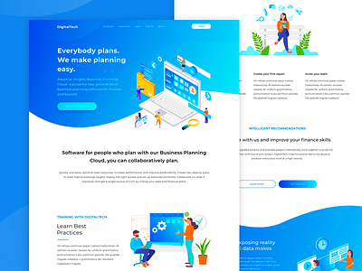 Landing page for DigitalTech clean colorful illustration landingpage minimal technology ui uidesign ux webdesign website