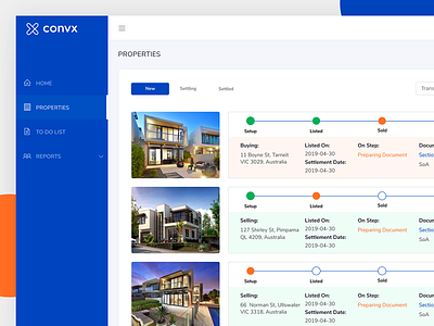 Property Conveyancer Properties Page apps convenience dashboard interface minimal saas saas deshboard web app