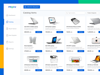 PROCU - Procurement Management Catalogue clean dashboard minimal webapp webapplication