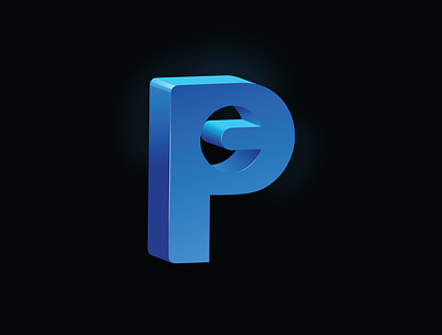 3D P art direction design icon logo photoshop vector illustration