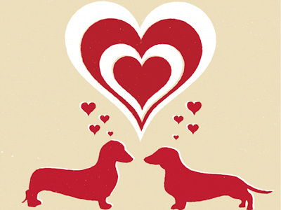 Valentine Card chris stetson csttsn dachshund heart illustrator red stetson comma chris texture valentine wiener dog