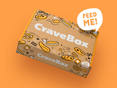 CraveBox Packaging beverage box college fun illustration orange packaging retail snacks teenage treats