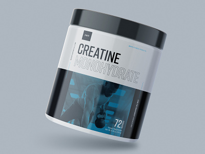 Creatine Packaging Concept design fitness gym jar label minimal muscle packaging strength strong supplement workout