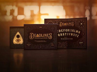 Deadlines packaging photoshoot board box death eye game halloween horror ouija packaging photo photography photoshop product typography witch
