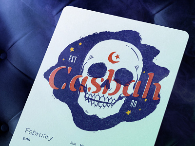 Casbah San Diego Illustration artwork black calendar casbah death grunge illustration letterpress metal rock san diego skull