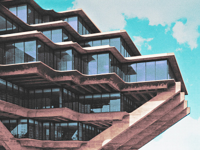 Geisel Library architecture building college colorful colorize geisel glass halftone library sky structure university