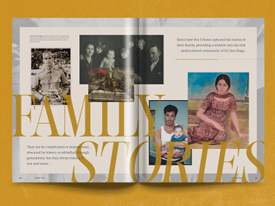 Family Stories branding brochure design editorial design family gold layout print publication typography university