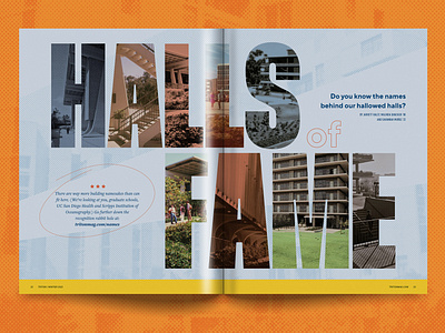 Halls of Fame branding brochure college colorful design editorial fun illustration indesign layout magazine type typography university