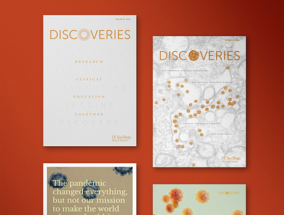 Discoveries Cover Concepts (part 1 or 2) branding concept cover covid design editorial exploration health magazine print ucsd