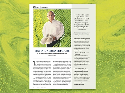 UC San Diego Magazine Illustration algae biology concepting editorial green healthcare illustration layout magazine photography print publication science shoes uc university