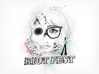 Riot Fest Dribbble design drawing illustration music riot fest show skull