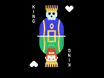 King of Hearts Card #1 2d art card art card deck card deck design card design debut magic magic design magical magicart minimal art skull squishy vector illustration