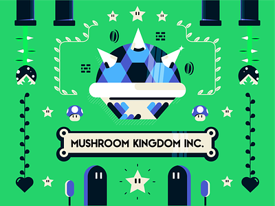 Mushroom Kingdom Inc. bowser illustration layout luigi mario mushroom kingdom nintendo peach retro retro game super mario toad vector vector illustration