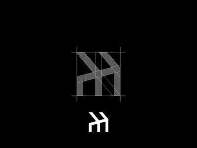 MH Monogram badge basic brand branding creative design grid icon identity label logo mark mh minimalist vector