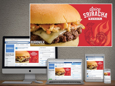 Boardwalk Sriracha Burger Facebook Ad