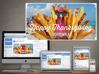 Boardwalk Fries Thanksgiving Facebook ad animal beach facebook facebook ad facebook ads food foodie french fries fries illustration social media turkey turkey day