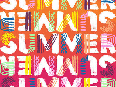 Hello Dribbble - Summer Debut beach bright colors lettering pattern summer sunset texture type typography