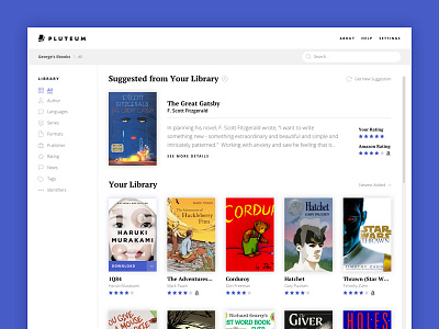 Pluteum - eBook Library Browsing Interface - WIP app calibre clean ebook flat interface library minimal ui web app