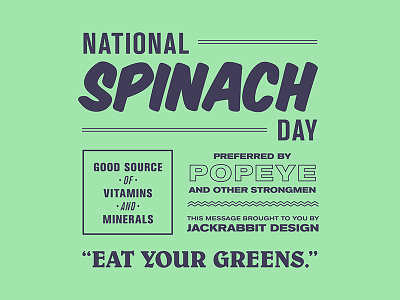 National Spinach Day Typography green holiday march 26 poster purple retro signage spinach typography vintage