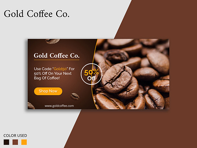 Gold Coffee Co Banner app branding design flat graphic design illustration logo minimal ui web