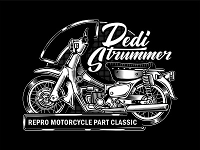 Dedi Strummer design illustration logo motorcycle typhography vector