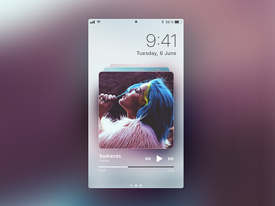 iOS 11 Lock Screen app art blur cover ios ios 11 iphone music player shadow ui ux