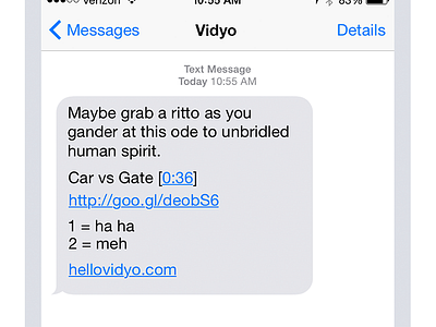 Vidyo fun mobile sms text video