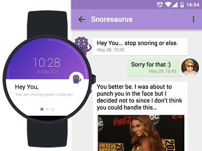 Snoresaurus chat google io messaging moto360 snoring watch