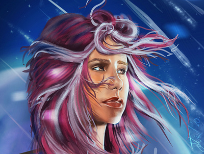 Meteor shower girl digital digitalart fantasy girl illustration meteor photoshop shower wacom