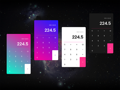 Calculator - #DailyUI #004 app app design calculator calculator ui clean ui dayli challenge dayliui degraded design figma figma design gradient gradient color space ui ui design