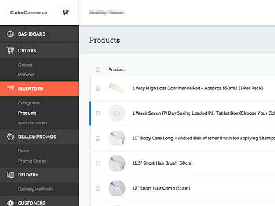 eCommerce Backend - Sidebar admin controls ecommerce