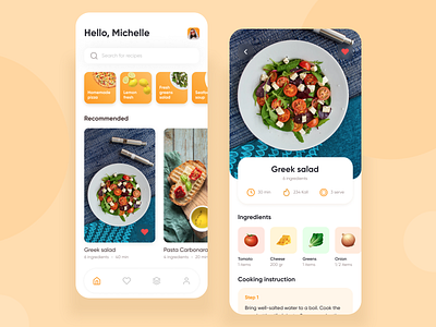 Recipe App cook design illustration minimal ui