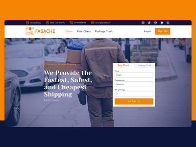 Fasache - Shipment management above the folds design hero tracking website