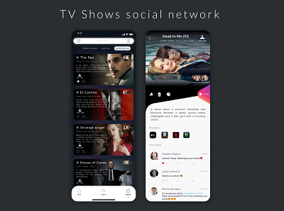 TV Shows Social App design minimal mobile social socialnetwork tv tv shows