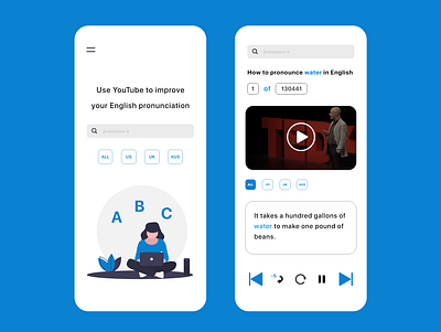 English pronunciation app adobe xd app design figma mobile modern purple sketch ui ux