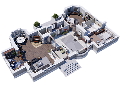 First Floor Plan Isometric View Of