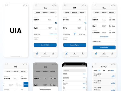 Flight app UIA concept design design flight app minimalistic mobile app mobile app design redesign sketchapp ui ux
