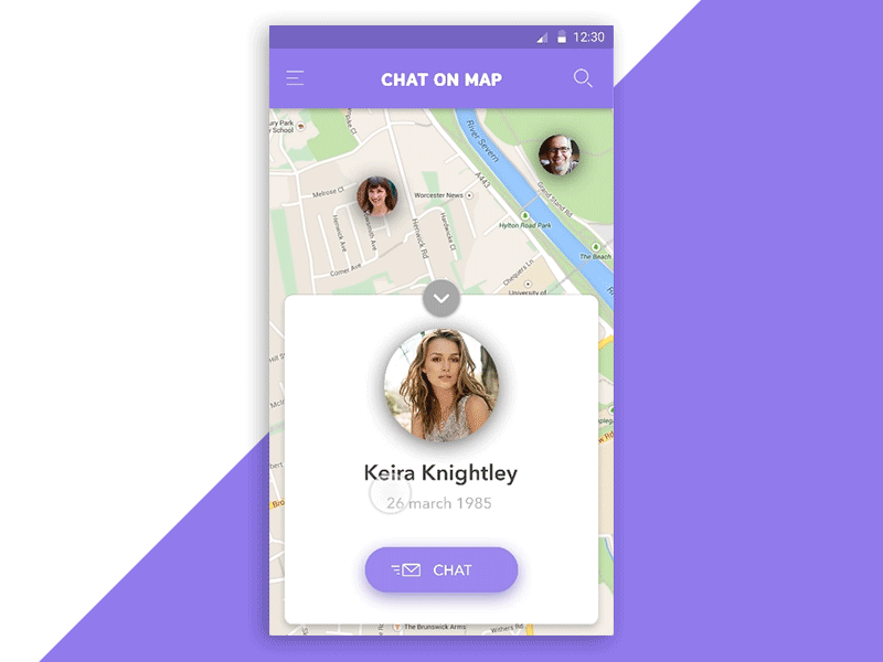 Chat On Map Freebie .psd and .principle android animation app chat freebie gif map material design principle psd ui ux