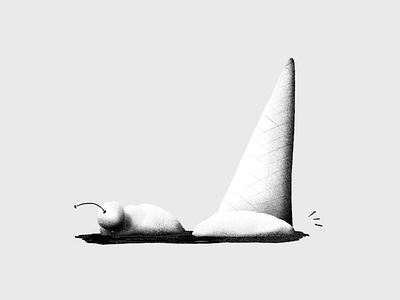 Ooops! Illustration black white clumsy digital illustration grain ice cream ice cream cone illustration illustrations ipad pro melting monochrome procreate