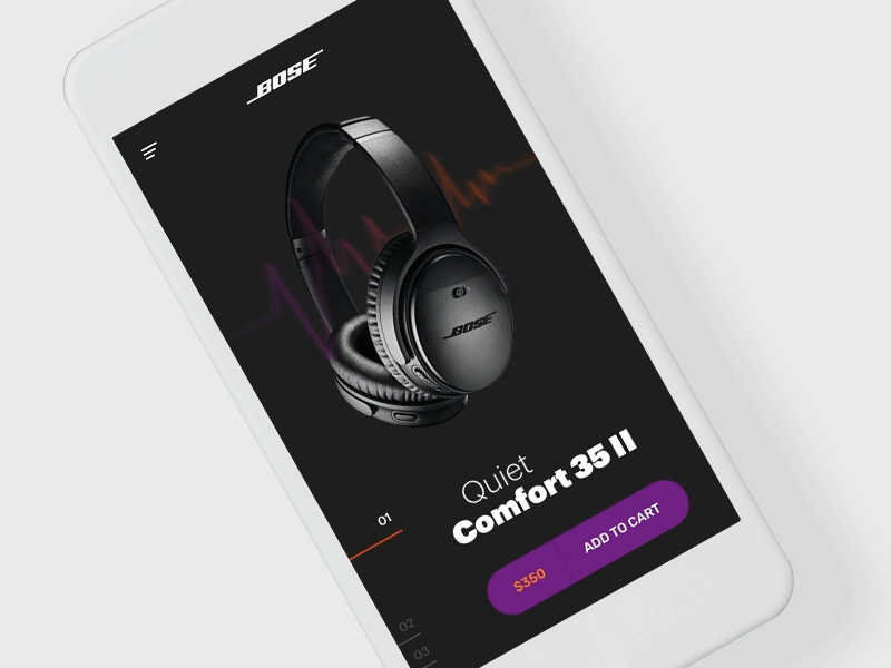 Bose Headphones Animation animation bose concept dark headphones mobile music principle shop sound ui ux