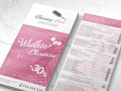 Beauty Look leaflet beautylook branding cosmetic graphic design leaflet patrykdomanski pink price list white