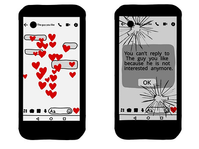 I would rather break my phone than let you break my heart art print artwork digital art digital arts digital print illustration illustration art illustration design nartcoticsanonymous sketch