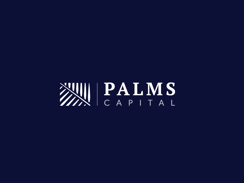 Palms Capital Logo flat vector logo illustrator firm capital palm tree palms finance payment icon transfer growth mark trustworthy client branding brand modern
