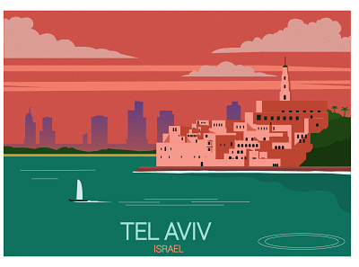 Tel Aviv design flat icon illustration vector