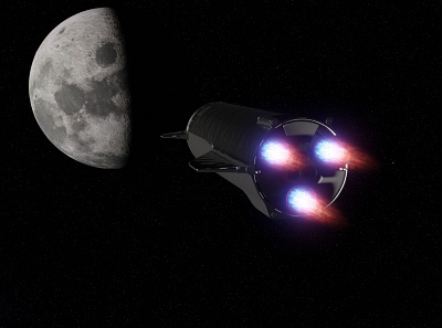 SpaceX Starships to moon animation (Youtube link below) animation blender3d space spaceship spacex starship